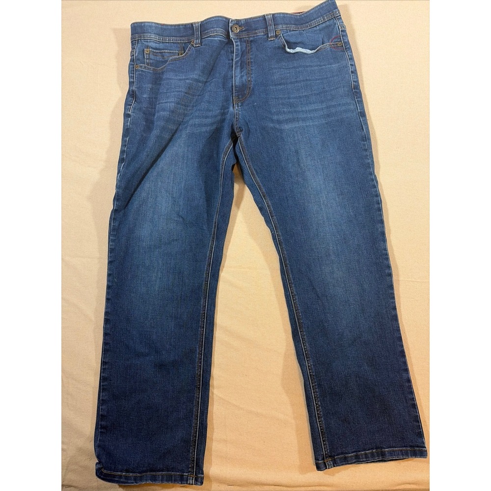 Nat Nast Mens Straight Leg Jeans Medium Wash‎ Blue Denim Red Stitching 40x28